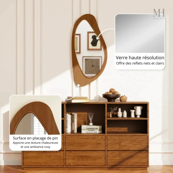Miroir rectangulaire avec finition authentique