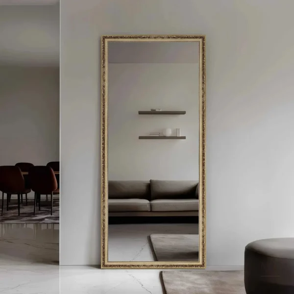miroir-bois-rectangulaire-1 Miroir rectangulaire doré baroque 70x170 cm