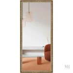 Miroir doré rectangulaire, parfait pour décoration intérieure