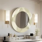 Miroir Design Ondine en Bois avec Lumière Intégrée