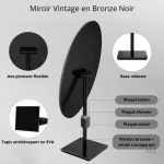 Miroir pivotant 360° en laiton pour maquillage