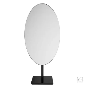 Miroir de maquillage ovale en métal bronze