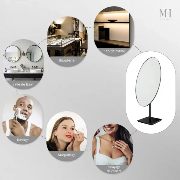 Accessoire de beauté : miroir pivotant en laiton
