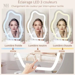 Miroir maquillage LED Nuage, design moderne et fonctionnel