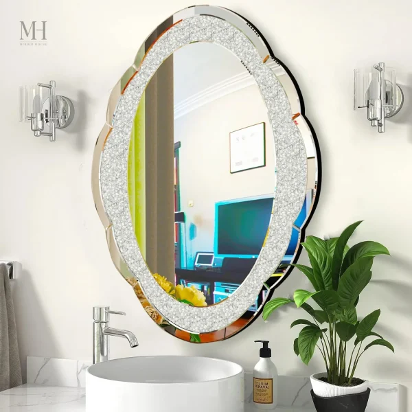 Miroir décoratif Ovale Argenté pour style contemporain