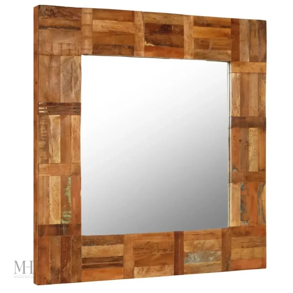 miroir-cadre-bois-1 Miroir Carré en Bois Recyclé 60x60 cm