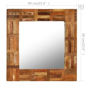 Miroir en Cadre Bois Recyclé 60x60 cm