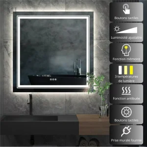 Miroir carré design pour salle de bain élégante