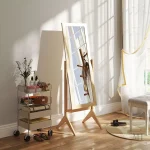 Miroir sur pied en chêne pleine longueur inclinable