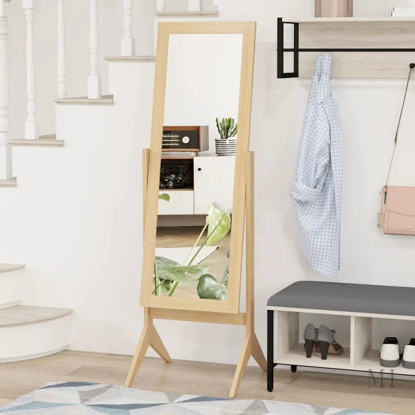 Miroir inclinable 148 cm en bois de chêne
