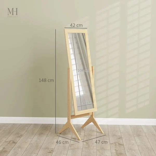 Miroir en chêne ajustable à deux positions