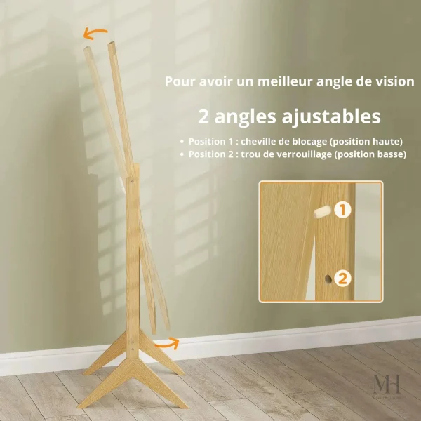 Miroir grand format en chêne, 148 cm