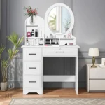 Miroir coiffeuse LED blanche avec tiroirs pratiques