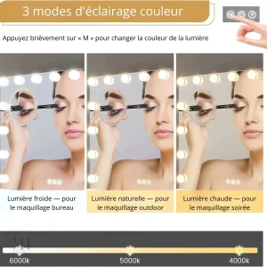 Miroir Maquillage avec 17 Ampoules LED
