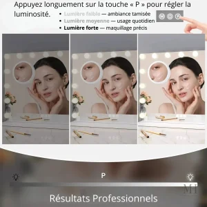 Miroir de maquillage avec loupe 3x