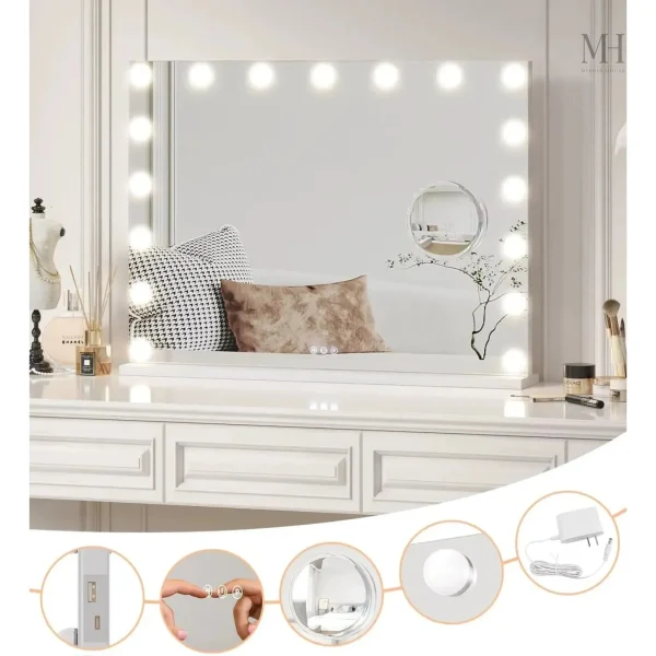 Miroir coiffeuse avec éclairage LED