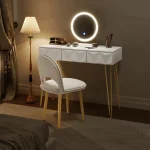 Miroir coiffeuse LED avec rangement et miroir rotatif