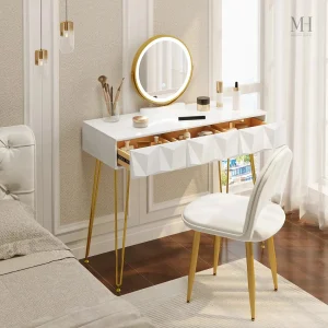 Meuble de beauté pratique avec miroir rotatif