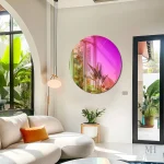 Miroir rond 66 cm effet irisé arc-en-ciel