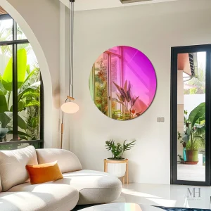 Miroir rond 66 cm effet irisé arc-en-ciel