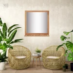 Miroir Bois Étagère Noyer Massif 60x62 cm