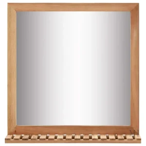 Miroir Rectangulaire en Bois avec Étagère