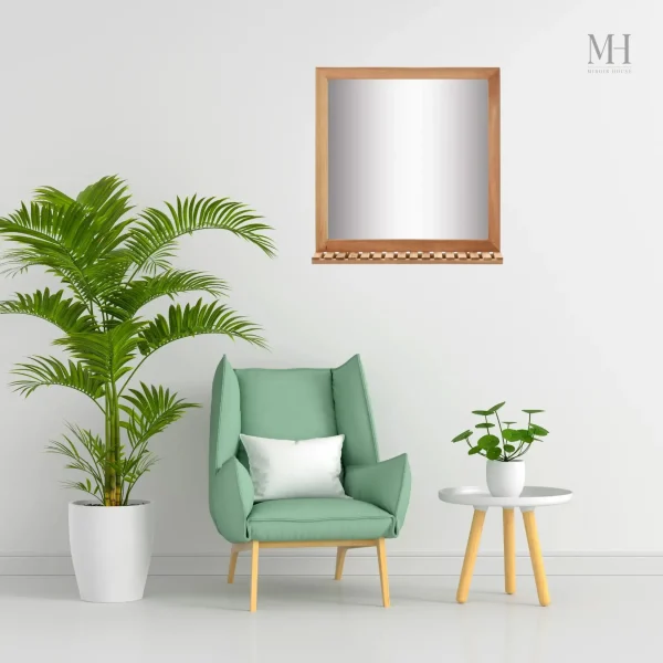 Miroir Bois avec Étagère Fonctionnelle