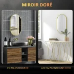 Miroir Ovale Contour Doré Élégant en Aluminium