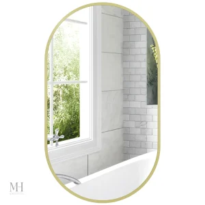 Miroir élégant avec finition en aluminium doré