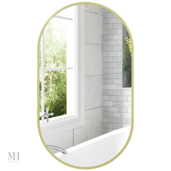 Miroir élégant avec finition en aluminium doré