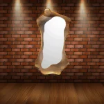 Miroir design Vesuvio en finition dorée pour intérieur