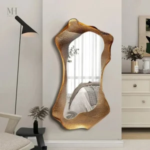 Miroir LED sculpté en cadre doré pour l'entrée