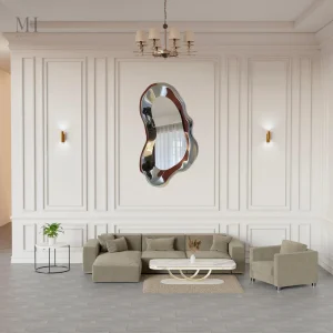 Miroir d'entrée MERCURE avec cadre sculptural brillant