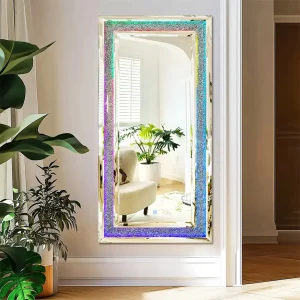 Miroir design avec éclairage LED RGB et finition cristal