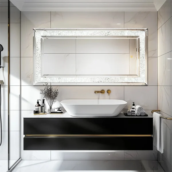Miroir élégant avec finition en cristal réfléchissant