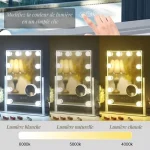 Miroir de maquillage avec lumière LED pour précision