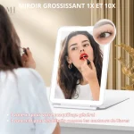 Miroir de maquillage LED voyage grossissant 10X