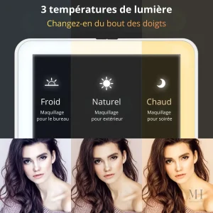 Miroir portable avec éclairage LED pour un maquillage parfait