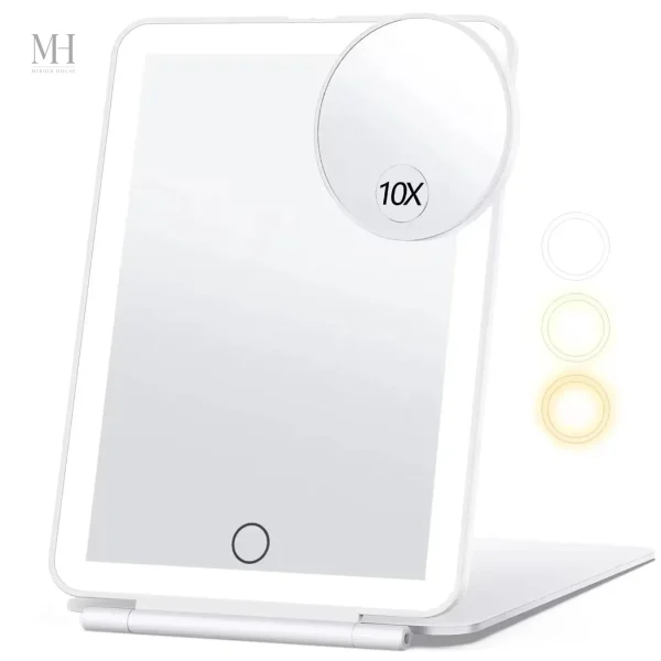 Miroir de voyage avec fonction grossissante et éclairage