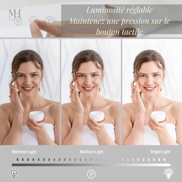 Miroir LED avec luminosité ajustable