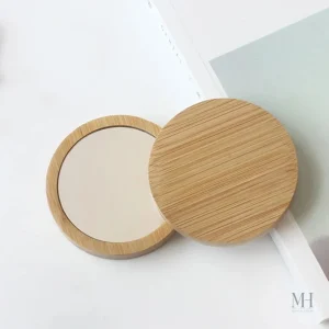 Miroir de poche en bois naturel, charmant et authentique