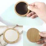 Miroir de poche chic, finition en bois naturel