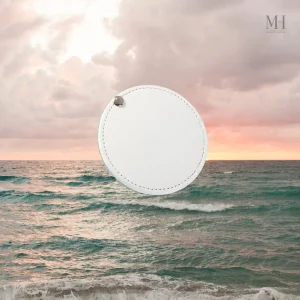 Miroir de poche cuir rond 8 cm avec étui rabattable