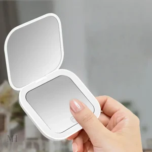 Miroir de poche LED double face rechargeable