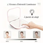 Miroir LED rose, pratique pour retouches beauté