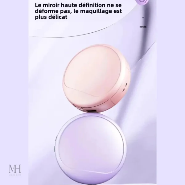 Miroir de poche avec LED et chauffe-mains intégré