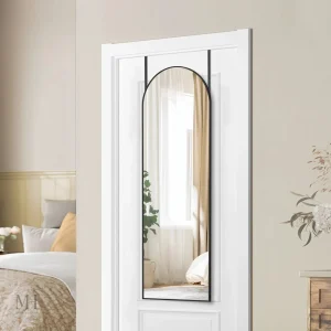 Miroir de Porte Arqué 120x40 cm en aluminium noir