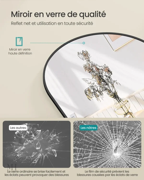 Miroir décoratif avec finition arquée et épurée