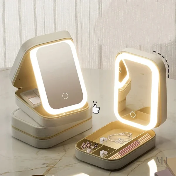miroir-de-sac-1 Miroir LED compact avec rangement pour maquillage