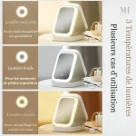 Miroir de maquillage avec lumière intégrée, compact